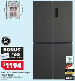 Harvey Norman CHIQ 503L Quad-Door Fridge offer