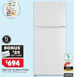 Harvey Norman CHIQ 410L Top Mount Fridge offer