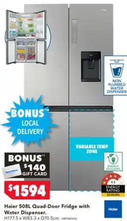 Harvey Norman Haier 508L Quad-Door Fridge with Water Dispenser offer