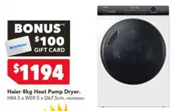 Harvey Norman Haier 8kg Heat Pump Dryer offer
