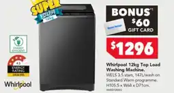 Harvey Norman Whirlpool 12kg Top Load Washing Machine offer