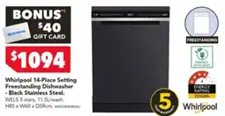 Harvey Norman Whirlpool 14-Place Setting Freestanding Dishwasher offer
