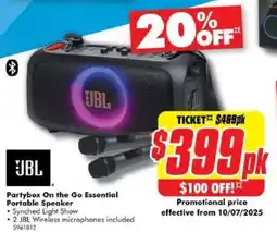 The Good Guys Partybox On the Go Essential Portable Speaker offer
