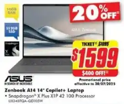 The Good Guys Zenbook A14 14" Copilot+ Laptop offer