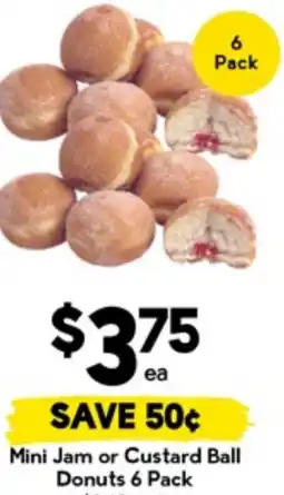 Drakes Mini jam or custard ball donuts offer