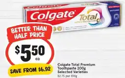 IGA Colgate Total Premium Toothpaste offer