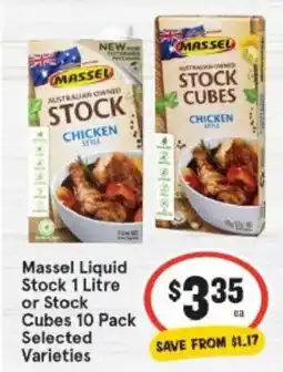 IGA Massel Liquid Stock or Stock Cubes offer