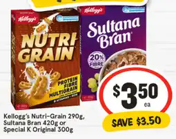 IGA Kellogg's nutri-grain, sultana bran or special k original offer