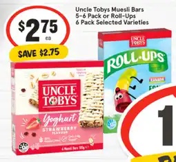 IGA Uncle Tobys Muesli Bars or Roll-Ups offer