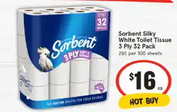 IGA Sorbent Silky White Toilet Tissue 3 Ply offer