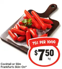 IGA Cocktail or Slim Frankfurts Skin-On offer