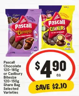 IGA Pascall Chocolate or Cadbury Bitesize Share Bag Selected Varieties offer