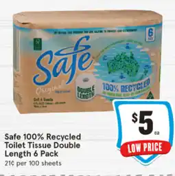 IGA Safe 100% Recycled Toilet Tissue Double Length offer