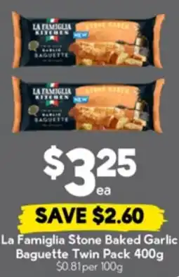 Drakes La Famiglia Stone Baked Garlic Baguette Twin Pack offer