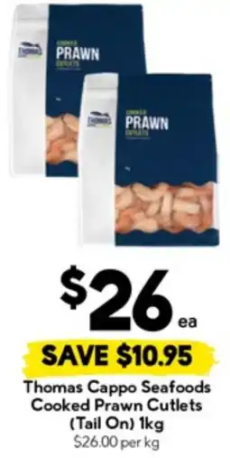 Drakes Thomas Cappo Seafoods Cooked Prawn Cutlets (Tail On) offer