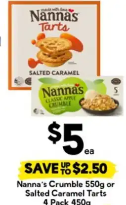 Drakes Nanna's crumble 550g or salted caramel tarts 4 pack 450g offer