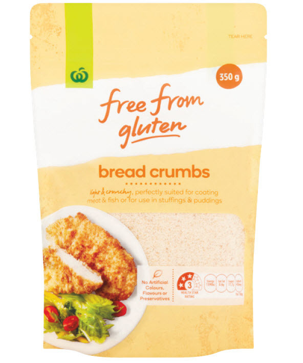 Woolworths free from gluten bread crumbs 350g from the health food