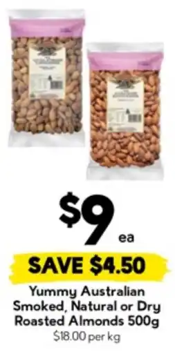 Drakes Yummy Australian Smoked, Natural or Dry Roasted Almonds offer