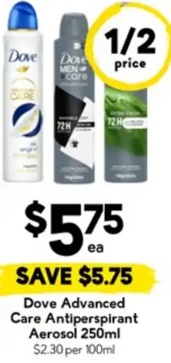 Drakes Dove Advanced Care Antiperspirant Aerosol offer