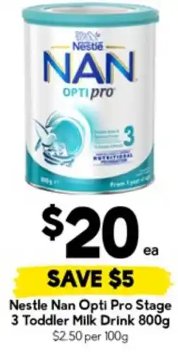 Drakes Nestle Nan Opti Pro Stage 3 Toddler Milk Drink offer