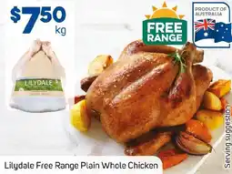 Foodland Lilydale Free Range Plain Whole Chicken offer