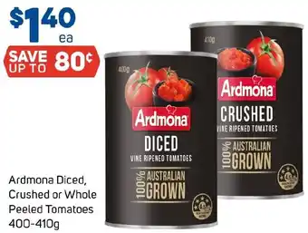 Foodland Ardmona Diced, Crushed or Whole Peeled Tomatoes offer