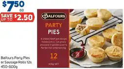 Foodland Balfours Party Pies or Sausage Rolls 12s offer