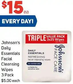 Foodland Johnson's Daily Essentials Facial Cleansing Wipes offer