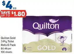 Foodland Quilton Gold 3 Ply Toilet Rolls 6 Pack offer