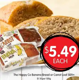 Spudshed The Happy Co Banana Bread or Carrot Loaf offer