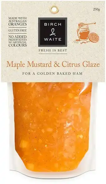 Woolworths Birch & Waite Maple Mustard & Citrus Glaze 250g offer