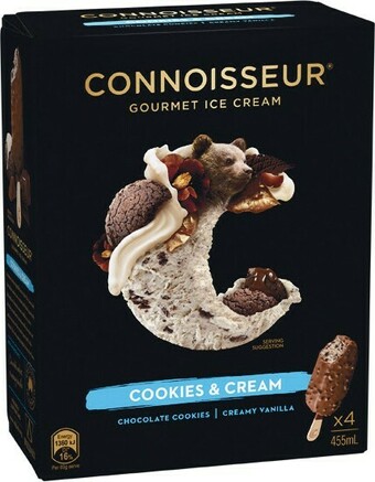 Woolworths Connoisseur Ice Cream Sticks 360-455ml Pk 4/6 – From the Freezer offer