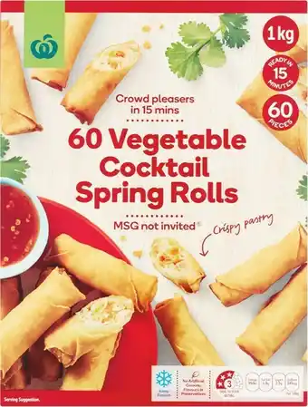 Woolworths Woolworths Cocktail Spring Rolls 1 kg Pk 60 offer