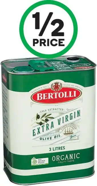 Woolworths Bertolli Organic Fruity Taste Extra Virgin Olive Oil 3 Litre offer