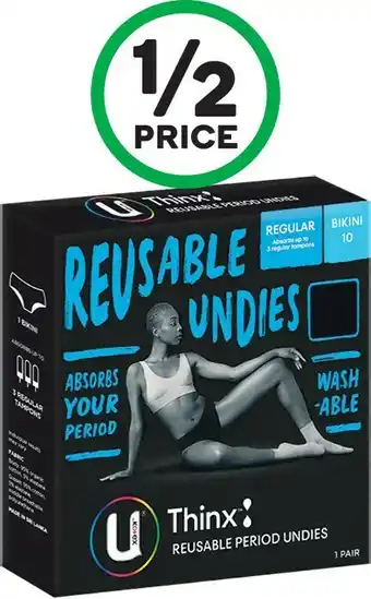 Woolworths U by Kotex Reusable Period Underwear Pk 1 offer