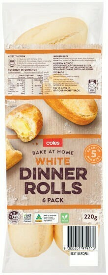 Coles Coles Bake At Home Rolls 6 Pack offer
