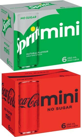 Coles Coca-Cola, Fanta or Sprite Mini Soft Drink 6x250mL offer