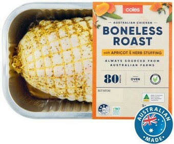 Coles Coles RSPCA Approved Chicken Boneless Roast with Apricot & Herb Stuffing 1kg offer