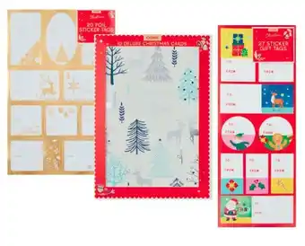 Coles Coles Deluxe Christmas Cards 10 Pack, Foil Stickers Tags 20 Pack or Sticker Tags 27 Pack offer