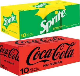 Coles Coca-Cola, Fanta or Sprite Soft Drink 10x375mL offer