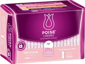 Poise Ultra Long Liners for Bladder Leakage 20 Pack