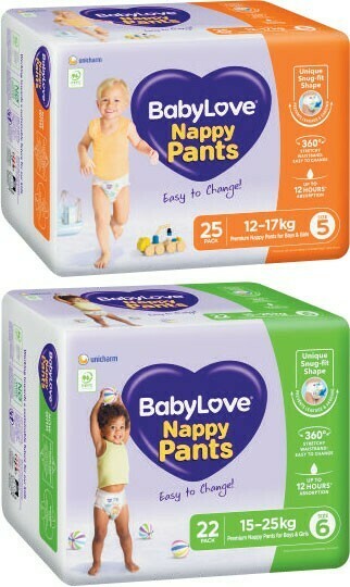 Coles Babylove Bulk Nappy Pants 22 Pack-28 Pack offer
