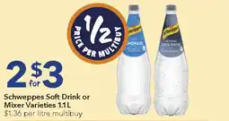 Ritchies Schweppes Soft Drink or Mixer Varieties offer
