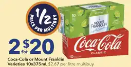 Ritchies Coca-Cola or Mount Franklin Varieties offer