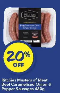 Ritchies Ritchies Masters of Meat Beef Caramelised Onion & Pepper Sausages offer