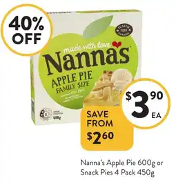 Foodworks Nanna's Apple Pie or Snack Pies offer