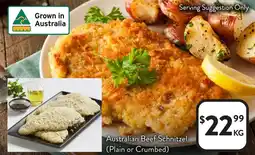 Foodworks Australian Beef Schnitzel (Plain or Crumbed) offer