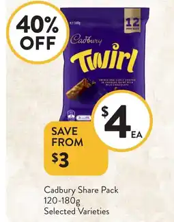 Foodworks Cadbury Share Pack offer