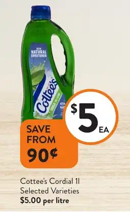 Foodworks Cottee's Cordial offer