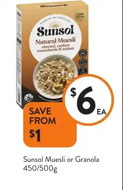 Foodworks Sunsol Muesli or Granola offer